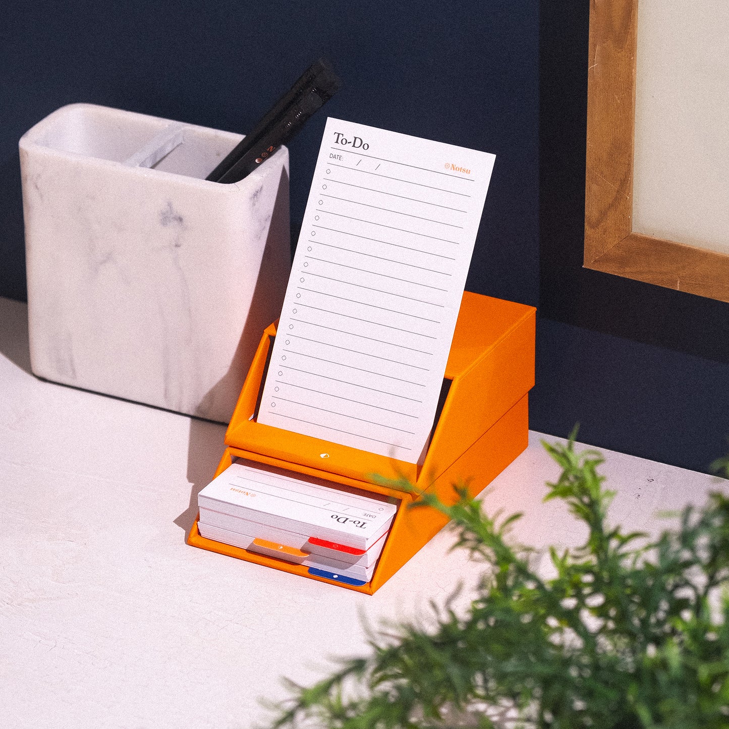 Centre Rise To-Do List Card Stand & Box Set (Orange)