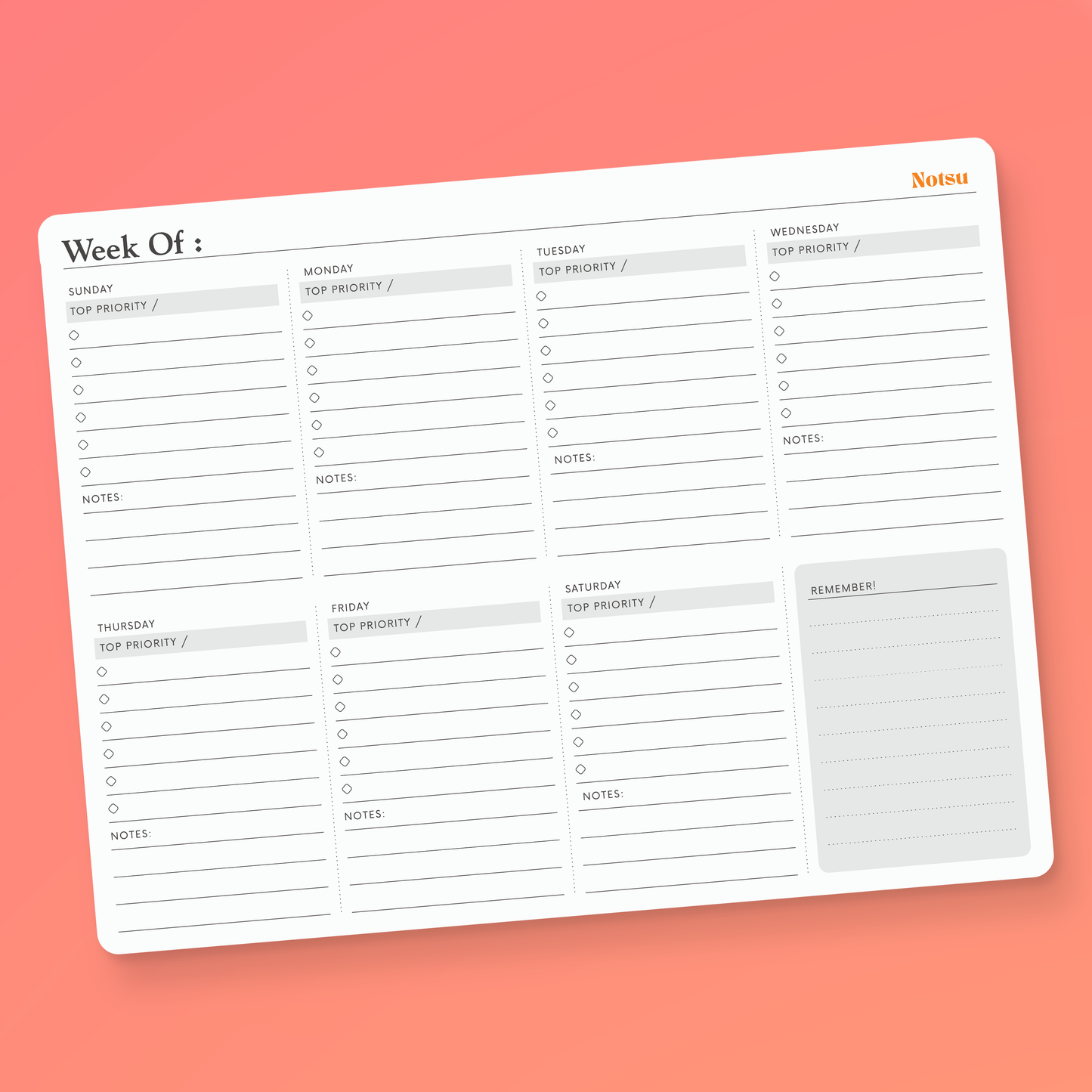 Weekly Planning Pad (50 Pages)