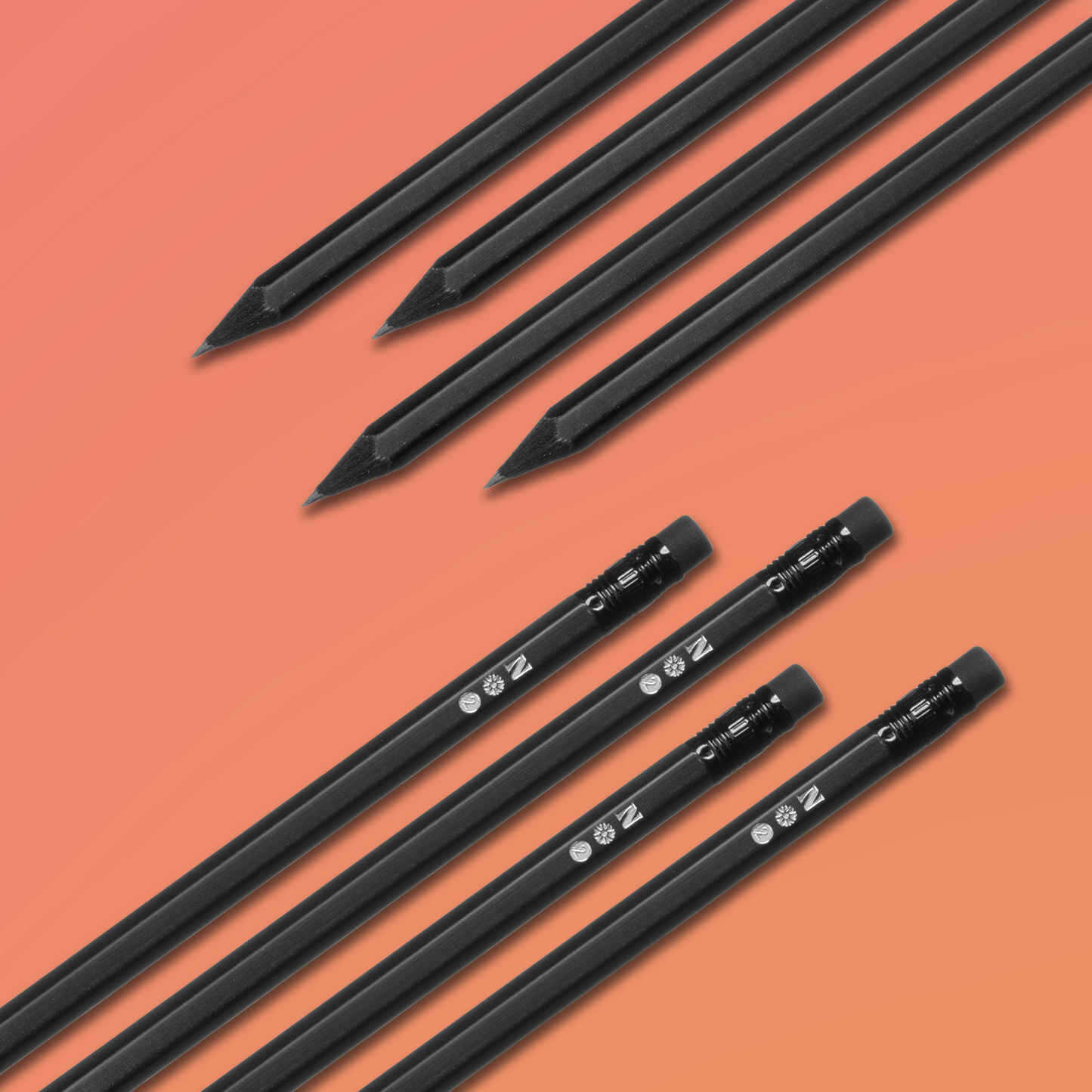 All Black #2 Pencils (Set of 4)