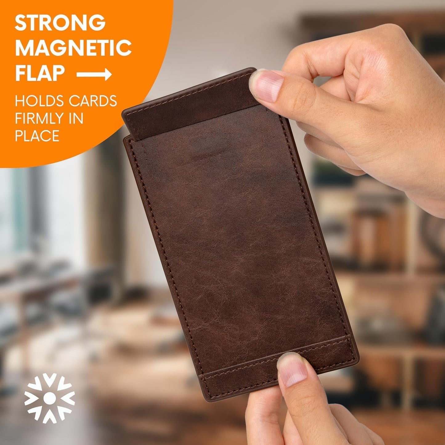 Note Card Holder – Dark Brown Vegan Leather with Magnetic Closure (Includes 25 Cards)