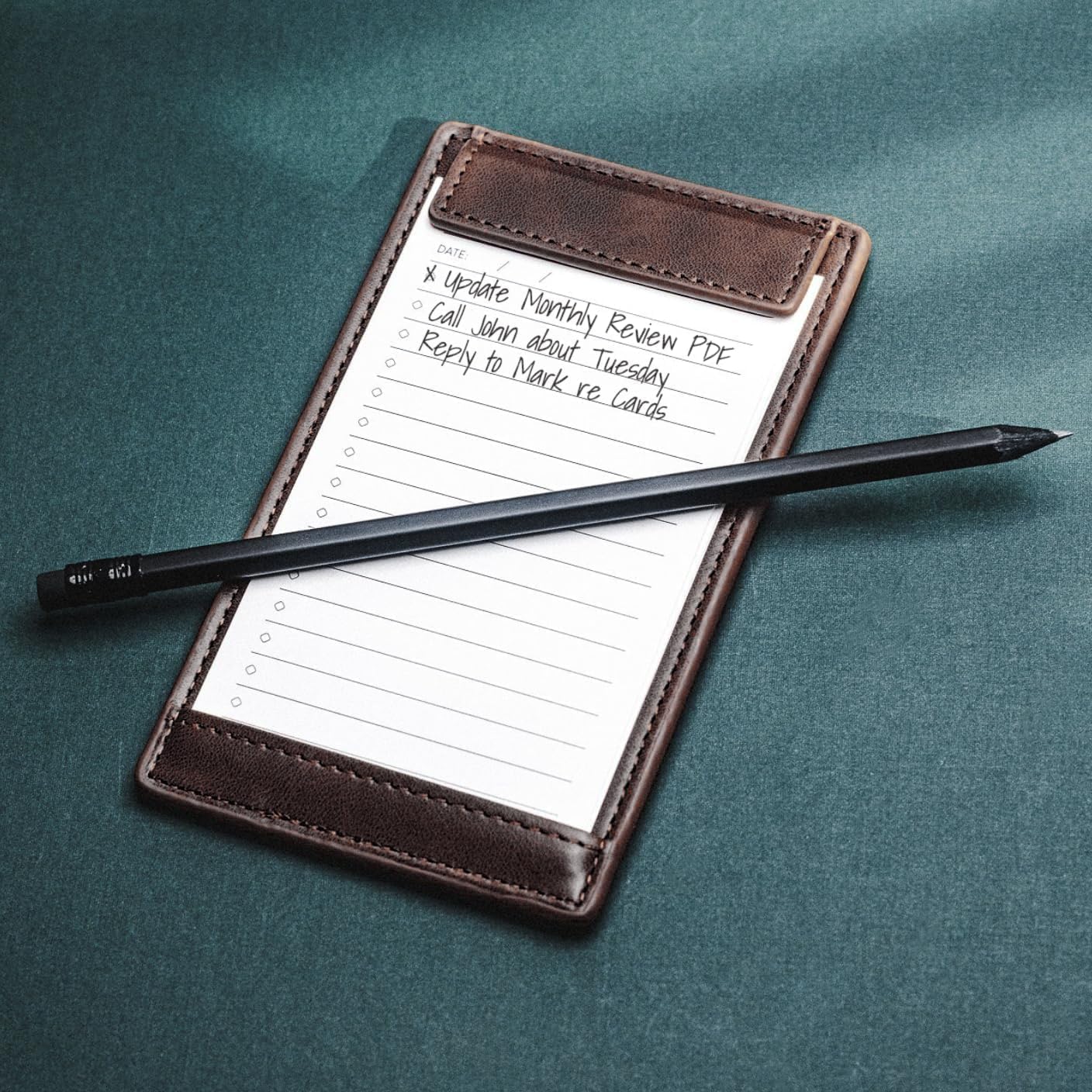 Note Card Holder – Dark Brown Vegan Leather with Magnetic Closure (Includes 25 Cards)