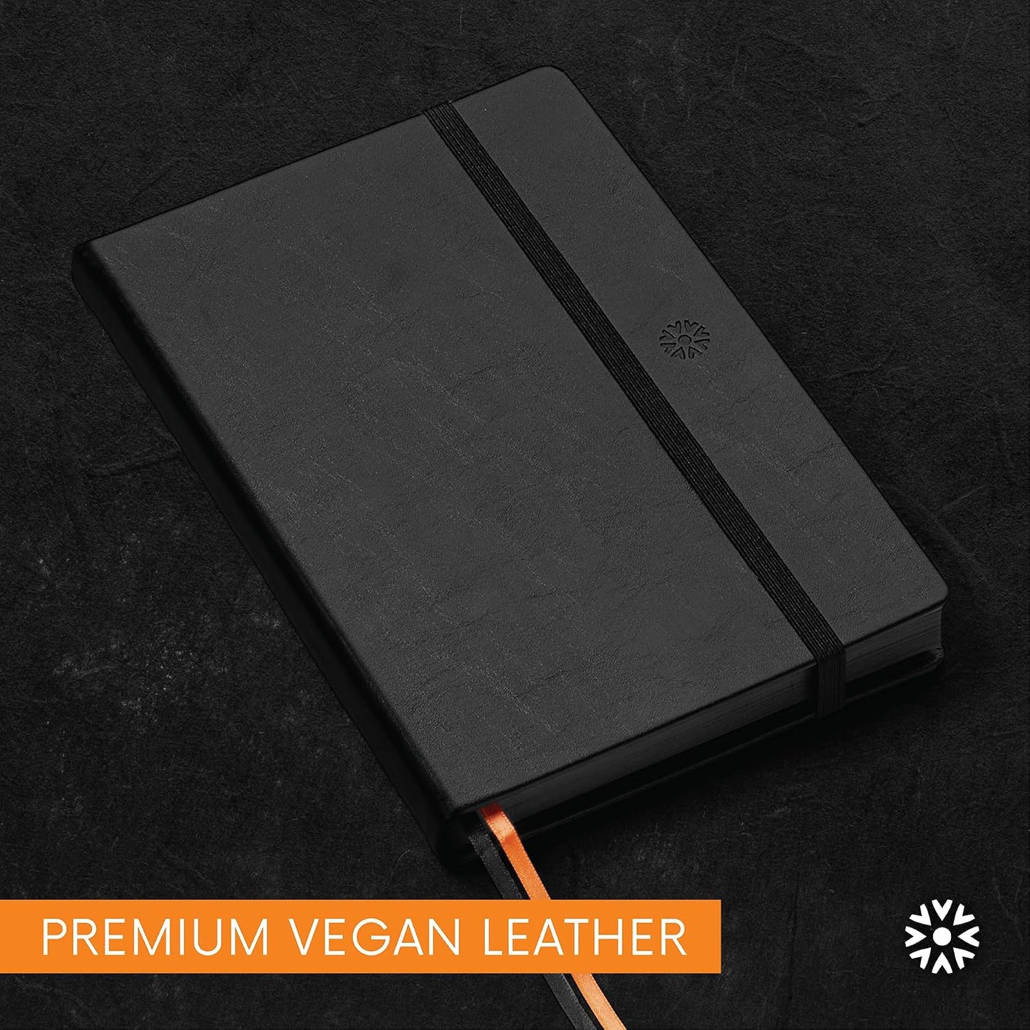 Pitch Black Dot Grid Notebook A5 – 160 Black Pages, 150gsm, Vegan Leather | Notsu