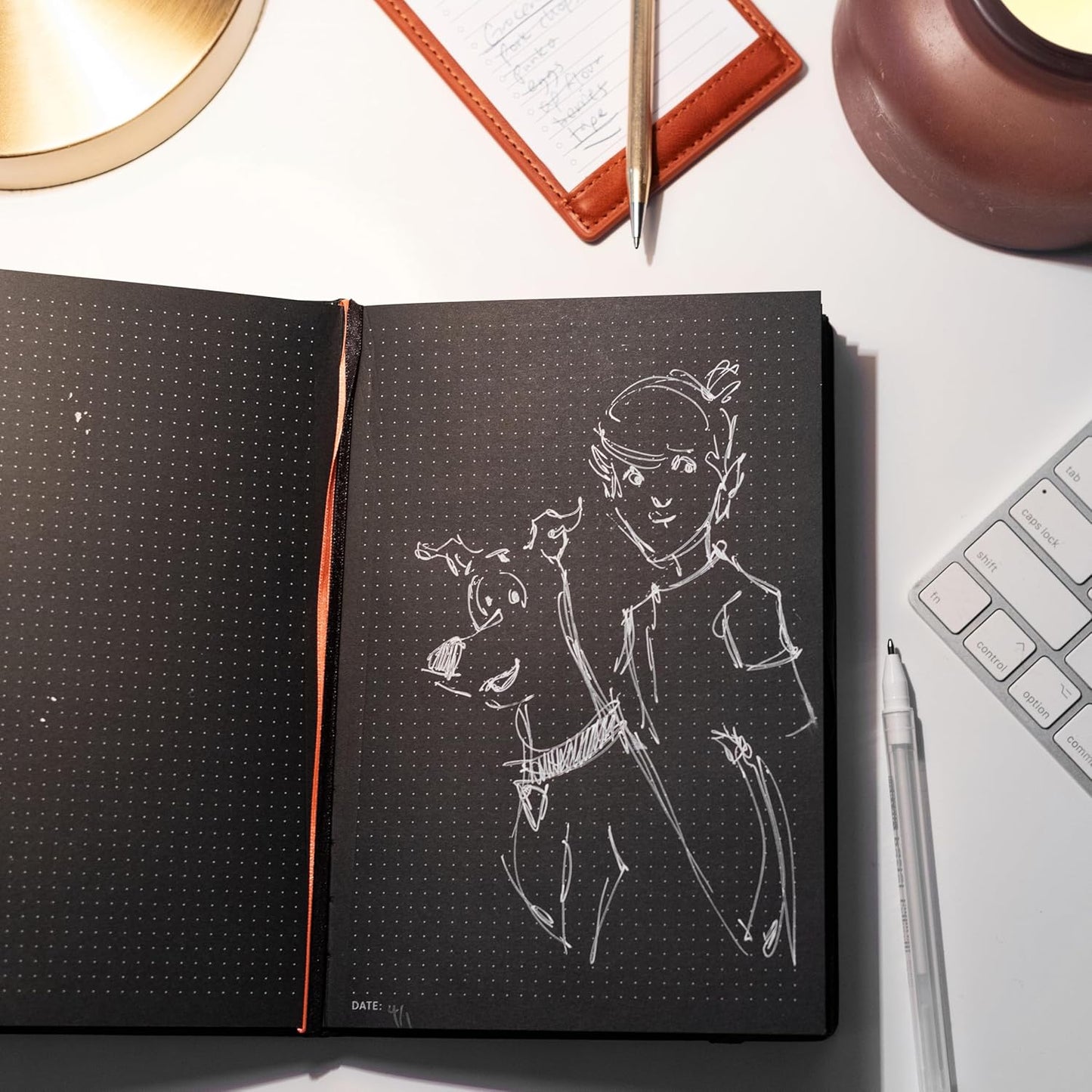 Pitch Black Dot Grid Notebook A5 – 160 Black Pages, 150gsm, Vegan Leather | Notsu