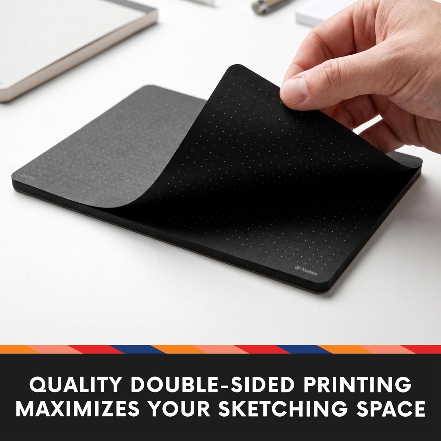 Black Paper Dotted Desk Notepad 2 Pack, 5.5" x 8.5"