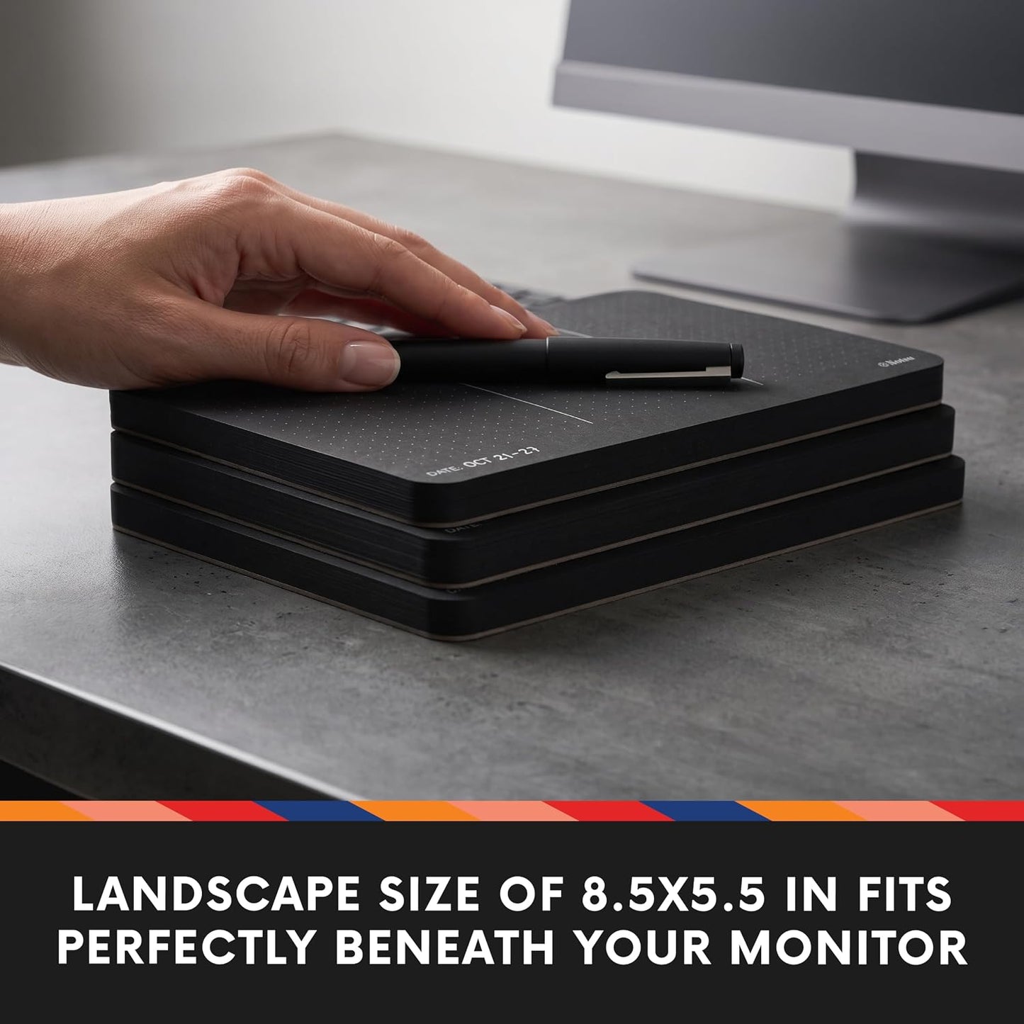 Black Paper Dotted Desk Notepad 2 Pack, 5.5" x 8.5"
