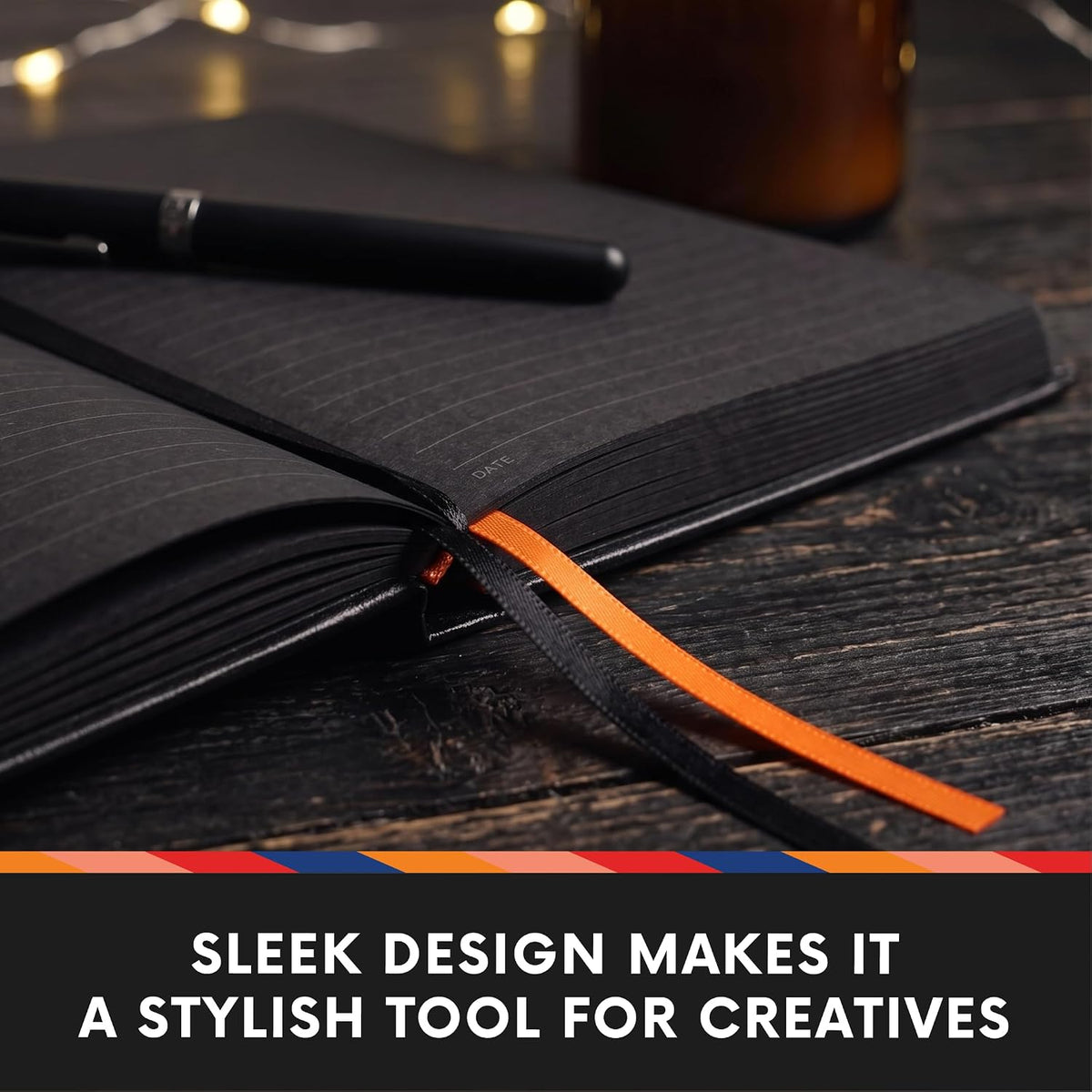 Notsu Pitch Black Lined Paper Notebook B5 Minimalist Ruled Journal
