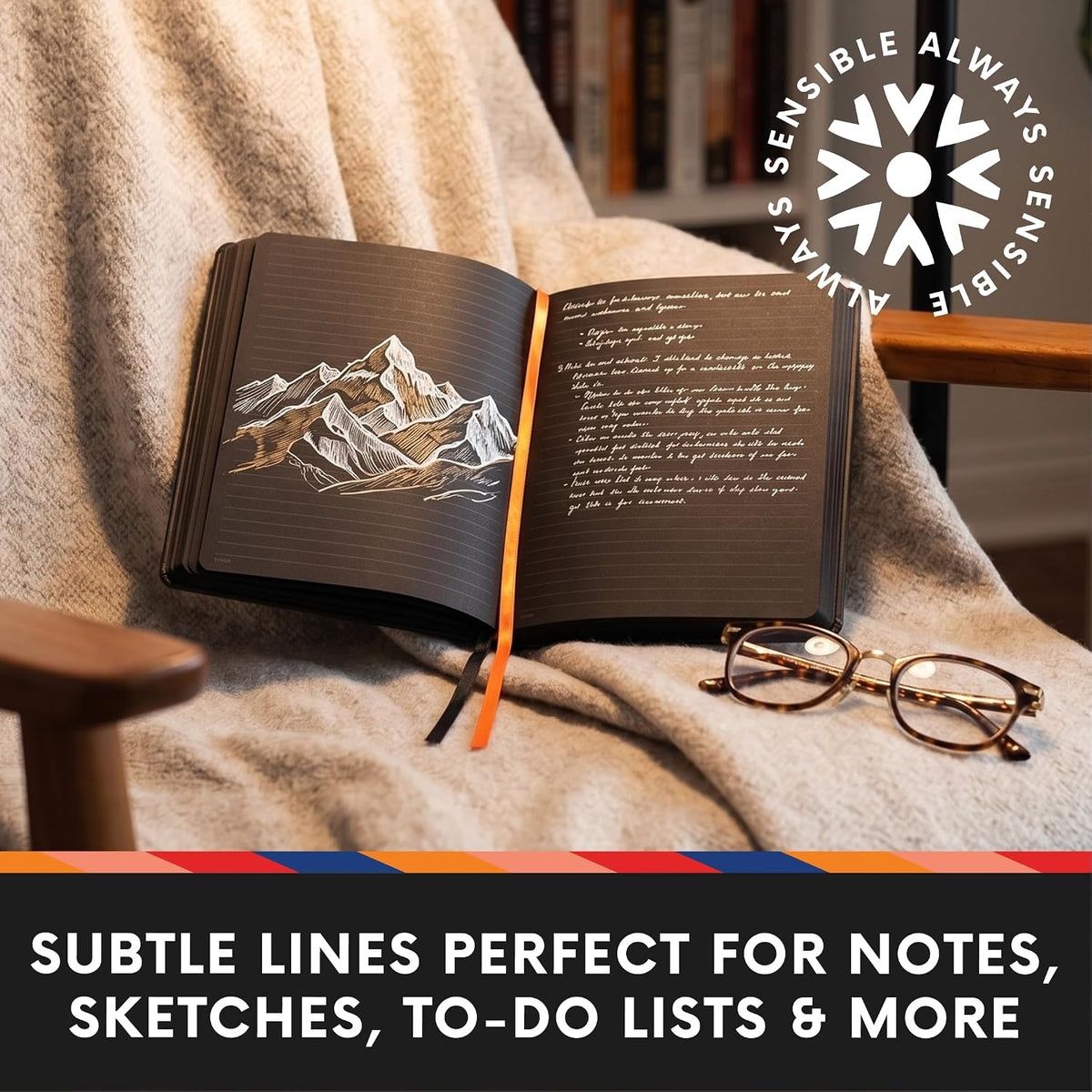 Notsu Pitch Black Lined Paper Notebook B5 Minimalist Ruled Journal