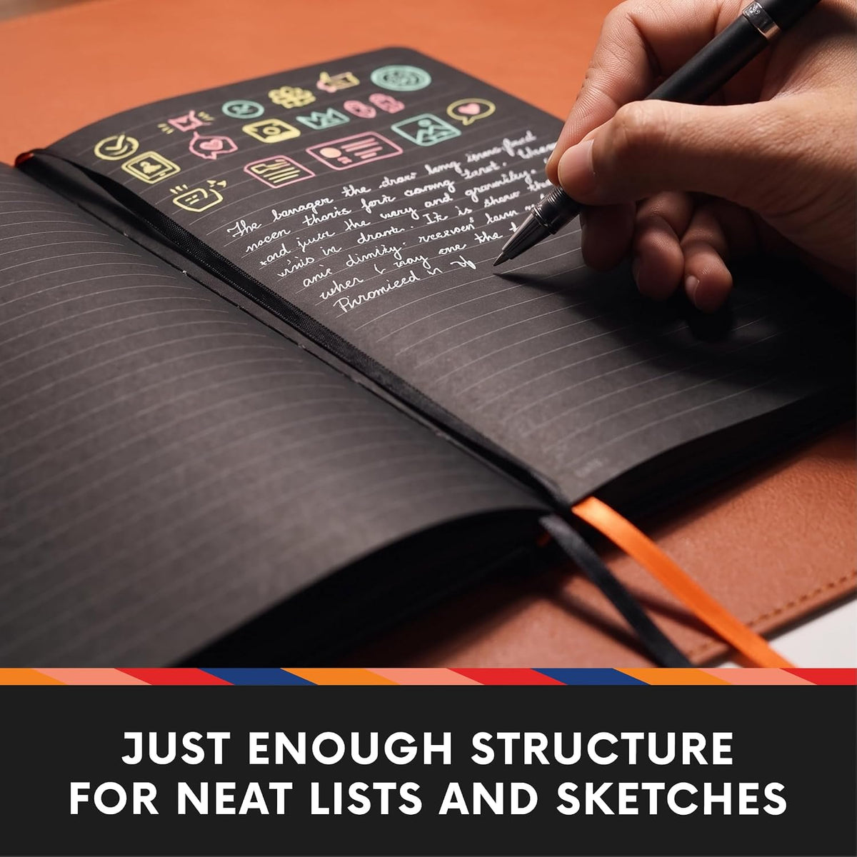 Notsu Pitch Black Lined Paper Notebook B5 Minimalist Ruled Journal