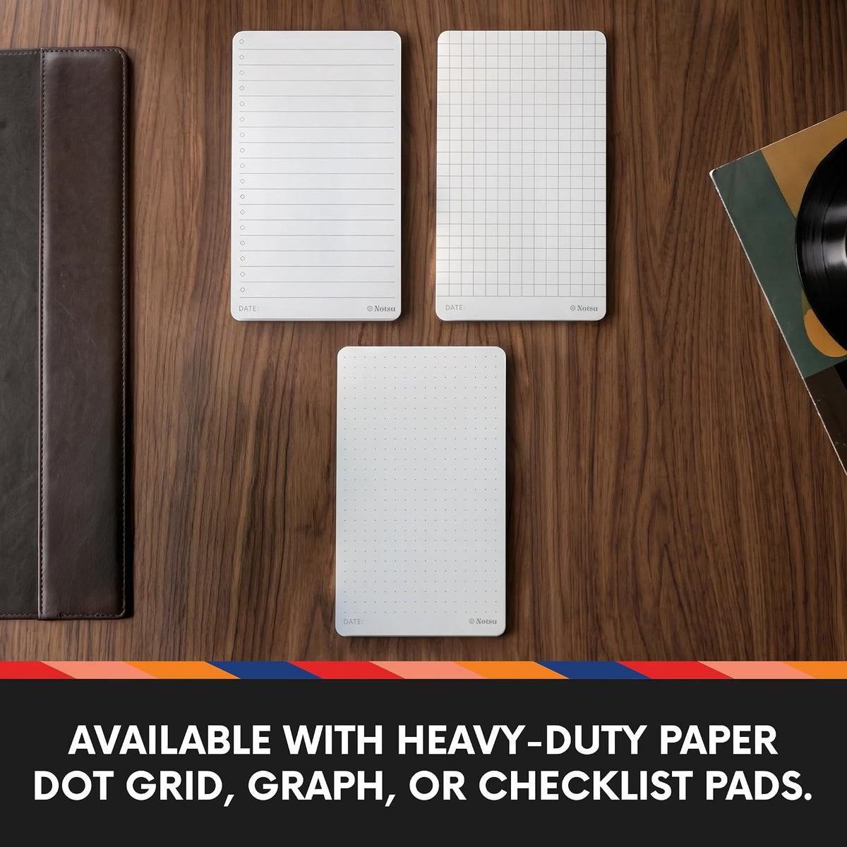 3x5 Pocket Notepad Holder | Black Vegan Leather Mini Notebook Cover