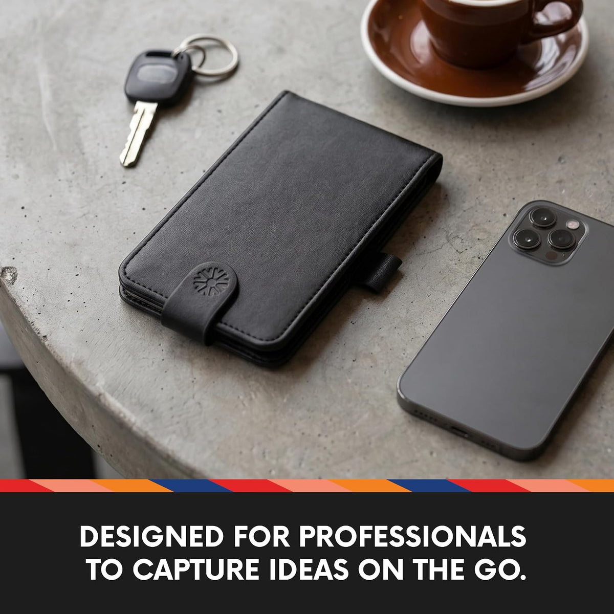 3x5 Pocket Notepad Holder | Black Vegan Leather Mini Notebook Cover