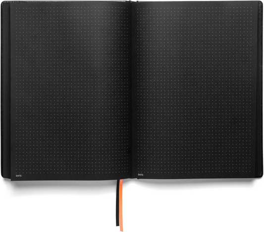 Notsu Black Paper Dotted Journal | B5 Dot Grid Notebook | 160 Pages 150gsm | Vegan Leather