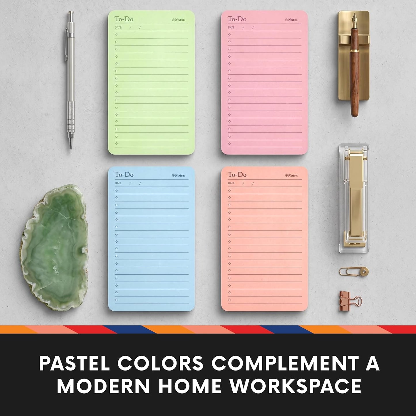 Notsu Pastel Sticky Notes with Lines | 3x5 To-Do Pads, 4-Pack (200 Sheets)