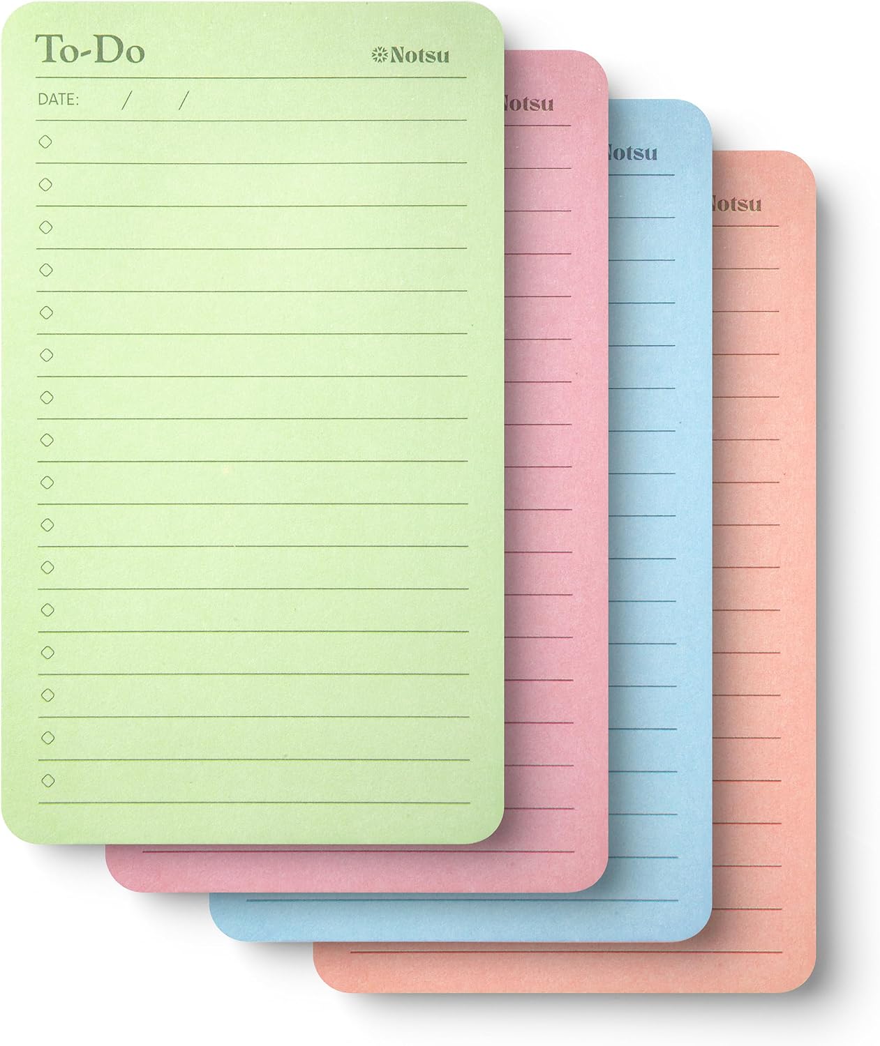 Notsu Pastel Sticky Notes with Lines | 3x5 To-Do Pads, 4-Pack (200 Sheets)