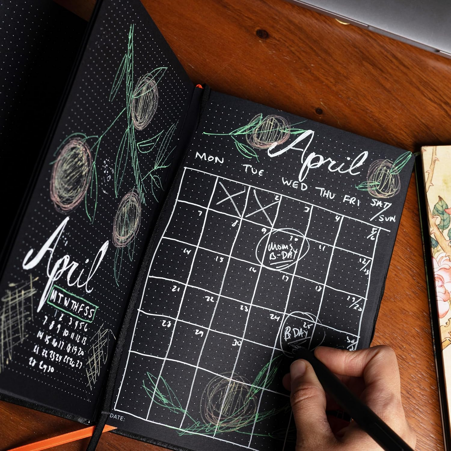 Notsu Black Paper Dotted Journal | B5 Dot Grid Notebook | 160 Pages 150gsm | Vegan Leather