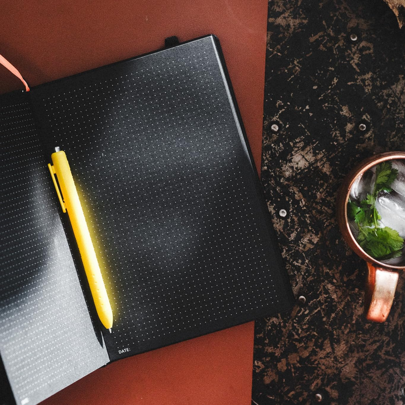 Notsu Black Paper Dotted Journal | B5 Dot Grid Notebook | 160 Pages 150gsm | Vegan Leather