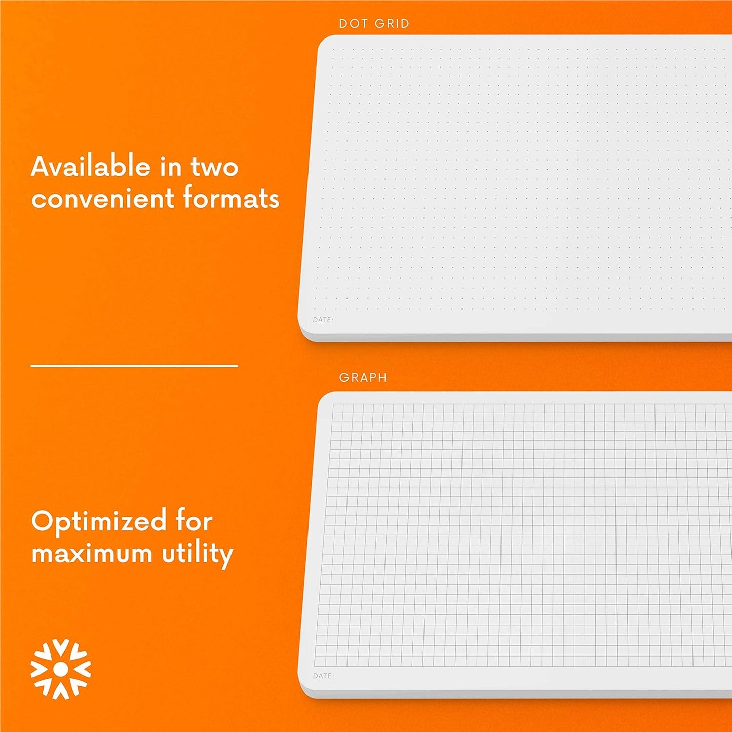 Dot Grid Notepads - 8.5" x 5.5" Planning & Sketching Pads with Chipboard Backing (Pack of 2)