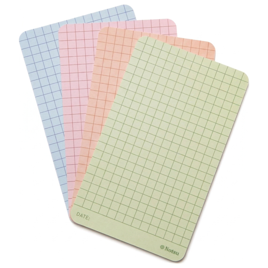 Notsu Graph Grid Note Cards 3x5 | 40-Count | 350gsm Pastel Color Index Cards with Rounded Corners