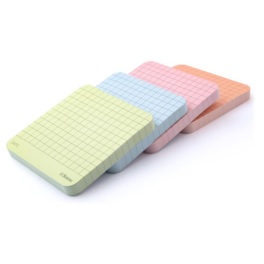 Notsu Graph Grid Sticky Notes – 4pk Pastel | 120gsm, 3x3 inch, Date Section