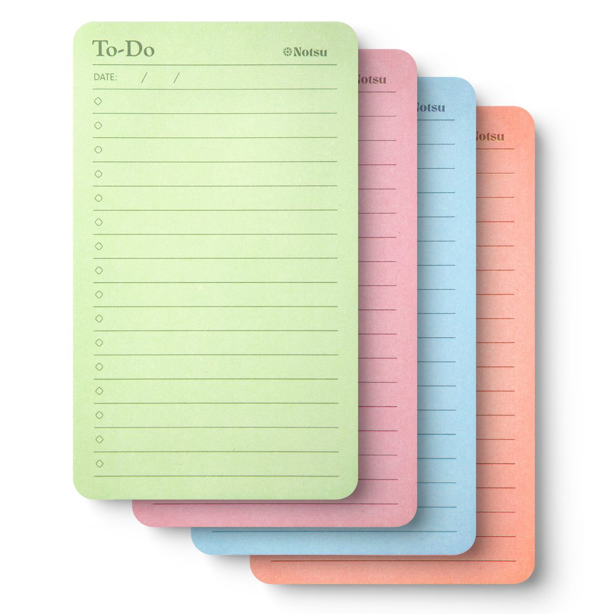 Notsu Pastel Sticky Notes with Lines | 3x5 To-Do Pads, 4-Pack (200 Sheets)
