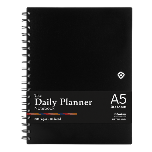 Notsu Undated Daily Planner Notebook A5 | To Do List, Agenda & Dot Grid | 120gsm, 100 Pages