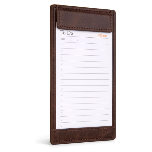 Note Card Holder – Dark Brown Vegan Leather with Magnetic Closure (Includes 25 Cards)