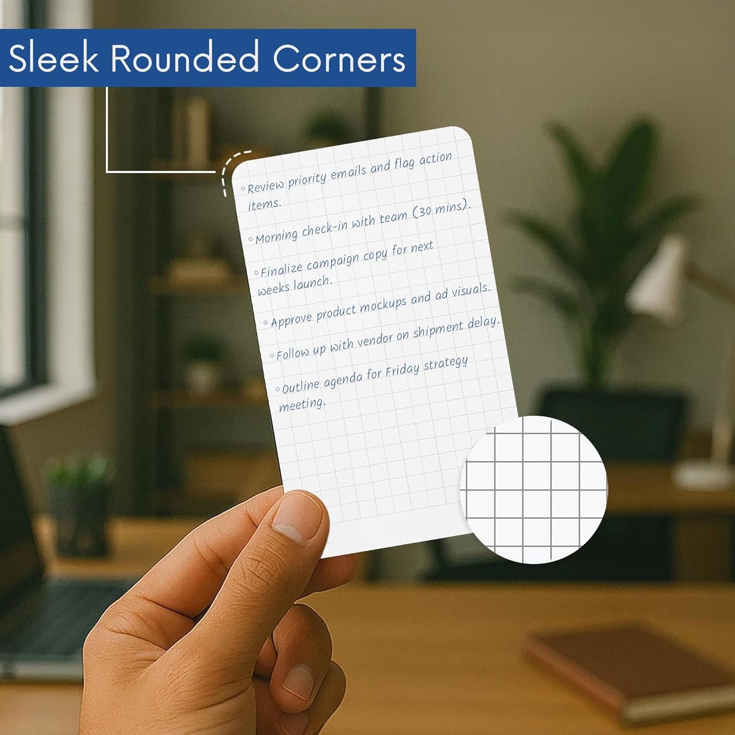 Graph Grid Index Cards 3x5 Round Corners (50 Pack)