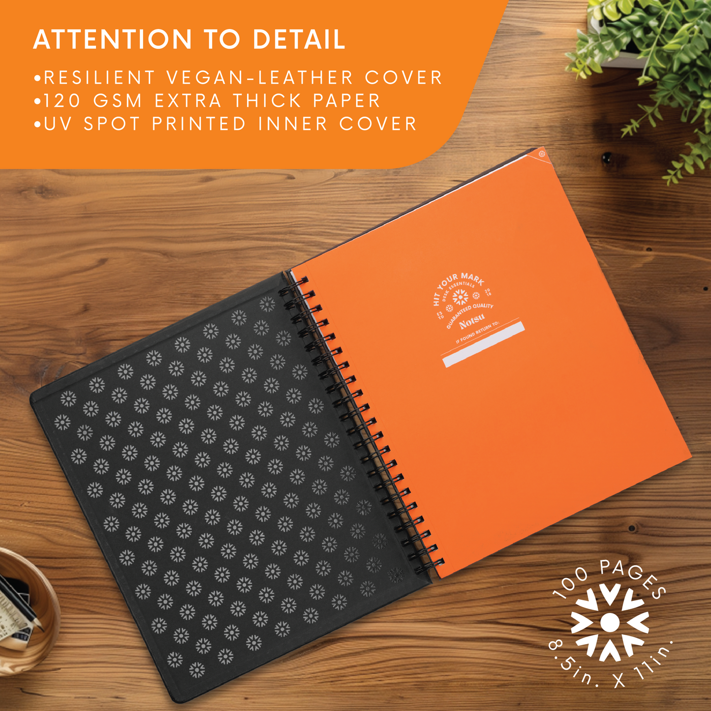 Vegan Leather Undated Daily Planner Notebook | Minimalist Productivity Planner