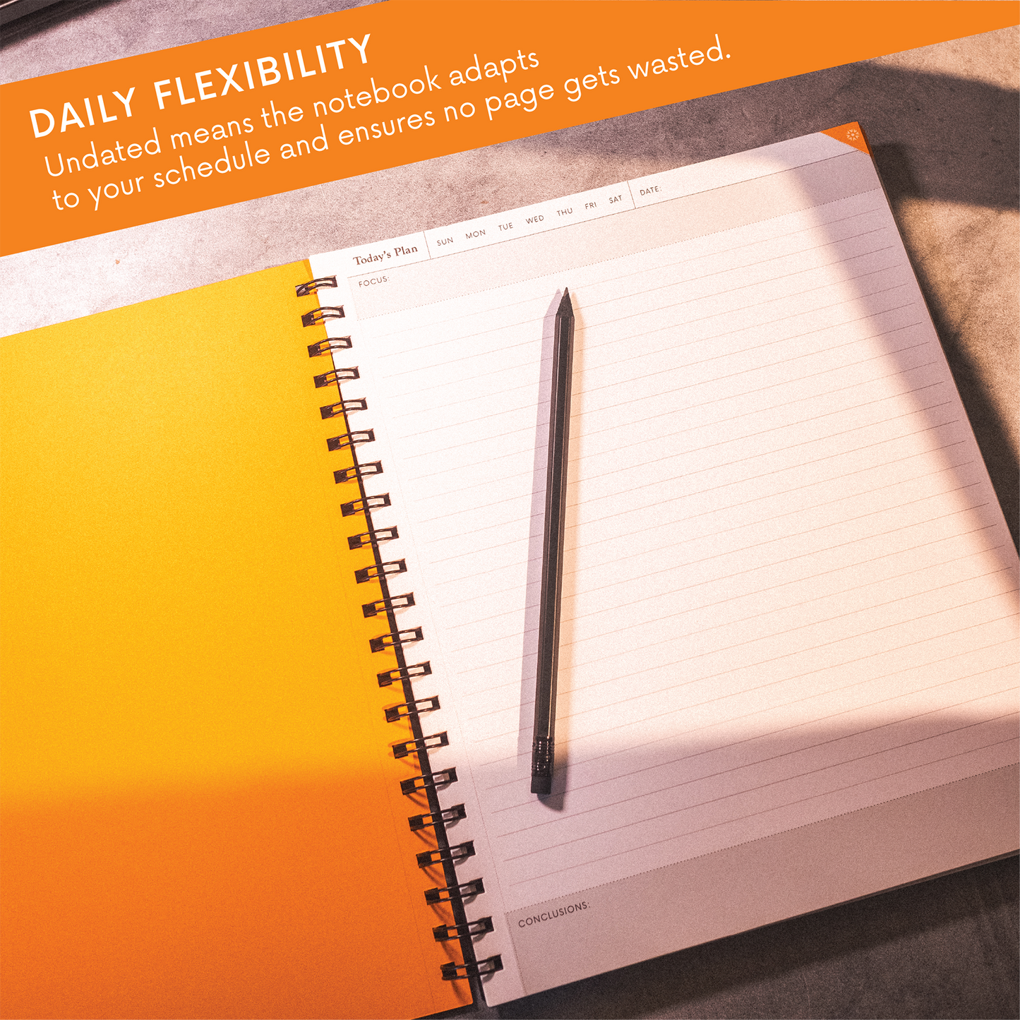 Vegan Leather Undated Daily Planner Notebook | Minimalist Productivity Planner