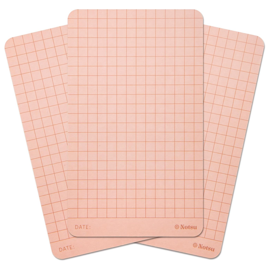 Notsu Graph Grid Colored Note Cards 3x5 inch, 40 ct | Graphing Vertical Color Index Cards with Rounded Corners, Premium Thick Paper 350 gsm (Clay)