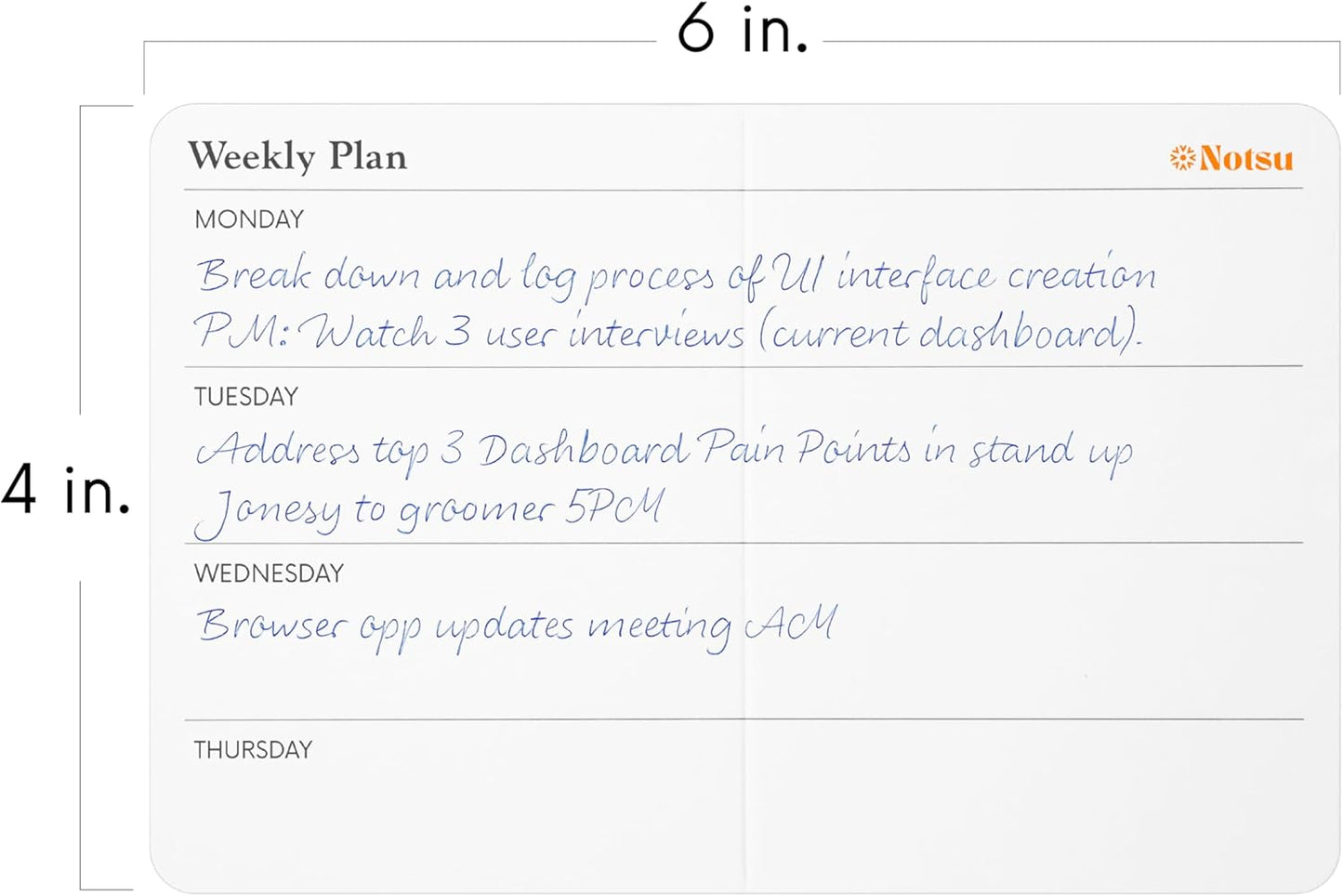Notsu Weekly Planner Note Cards 4x6 inch | 40 Pocket Foldable Mini Calendar Index Cards | Premium 350gsm Thick Paper