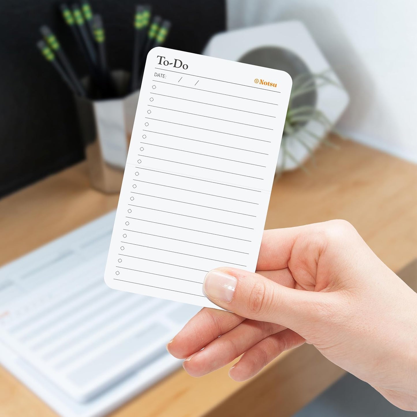 Notsu To Do List Grid Index Cards 3x5 | 40 Task Planner Foldable Vertical Notecards with Rounded Corners