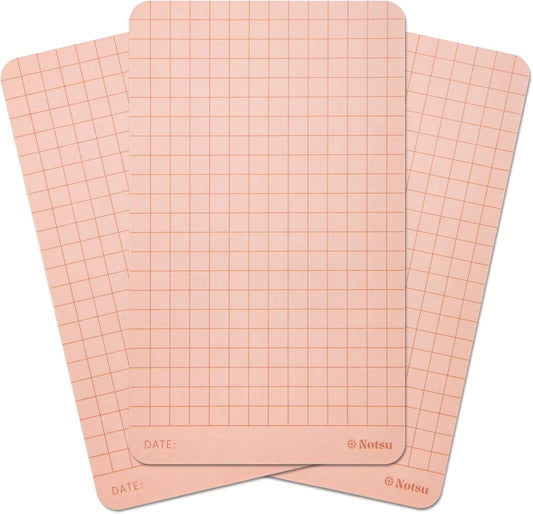 Notsu Graph Grid Colored Note Cards 3x5 inch, 40 ct | Graphing Vertical Color Index Cards with Rounded Corners, Premium Thick Paper 350 gsm (Clay)