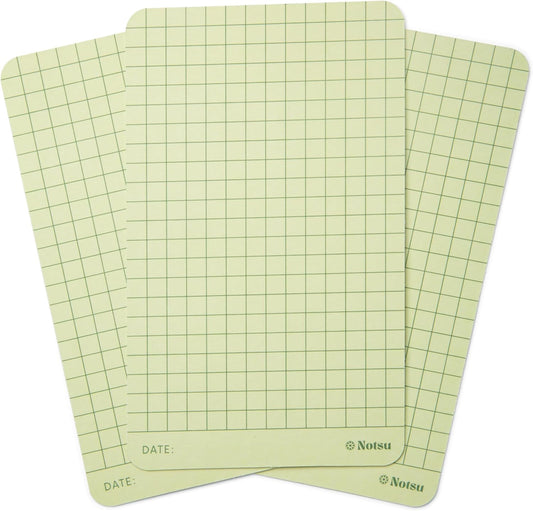 Notsu Graph Grid Colored Note Cards 3x5 inch, 40 ct | Graphing Vertical Color Index Cards with Rounded Corners, Premium Thick Paper 350 gsm (Moss)