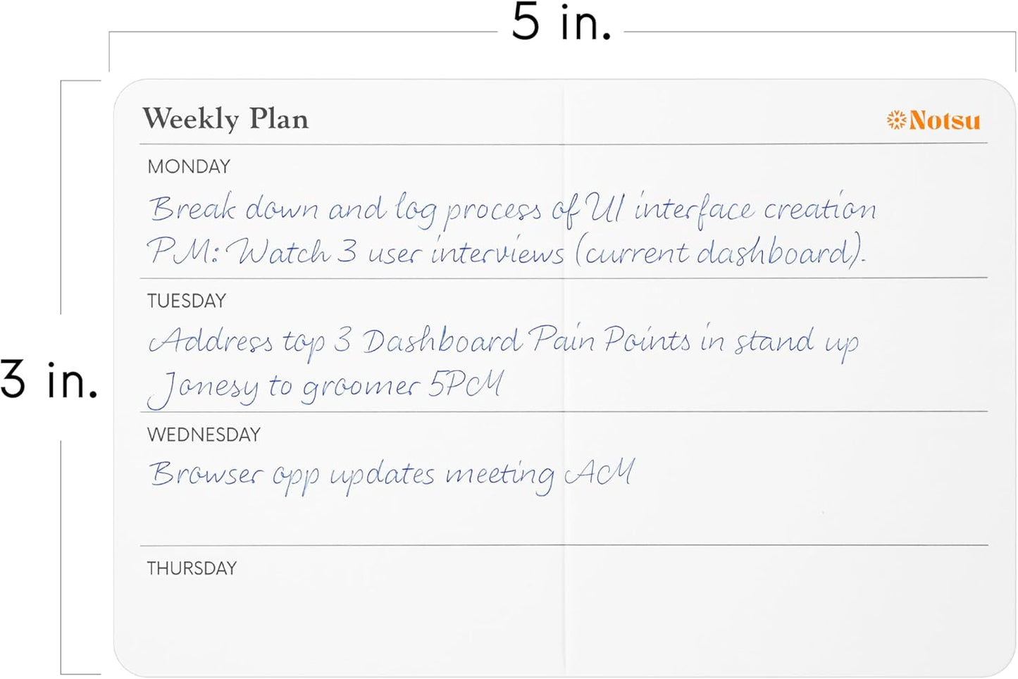 Notsu Weekly Planner Note Cards 3x5 inch | 40 Pocket Foldable Mini Calendar Index Cards | Premium 350gsm Thick Paper
