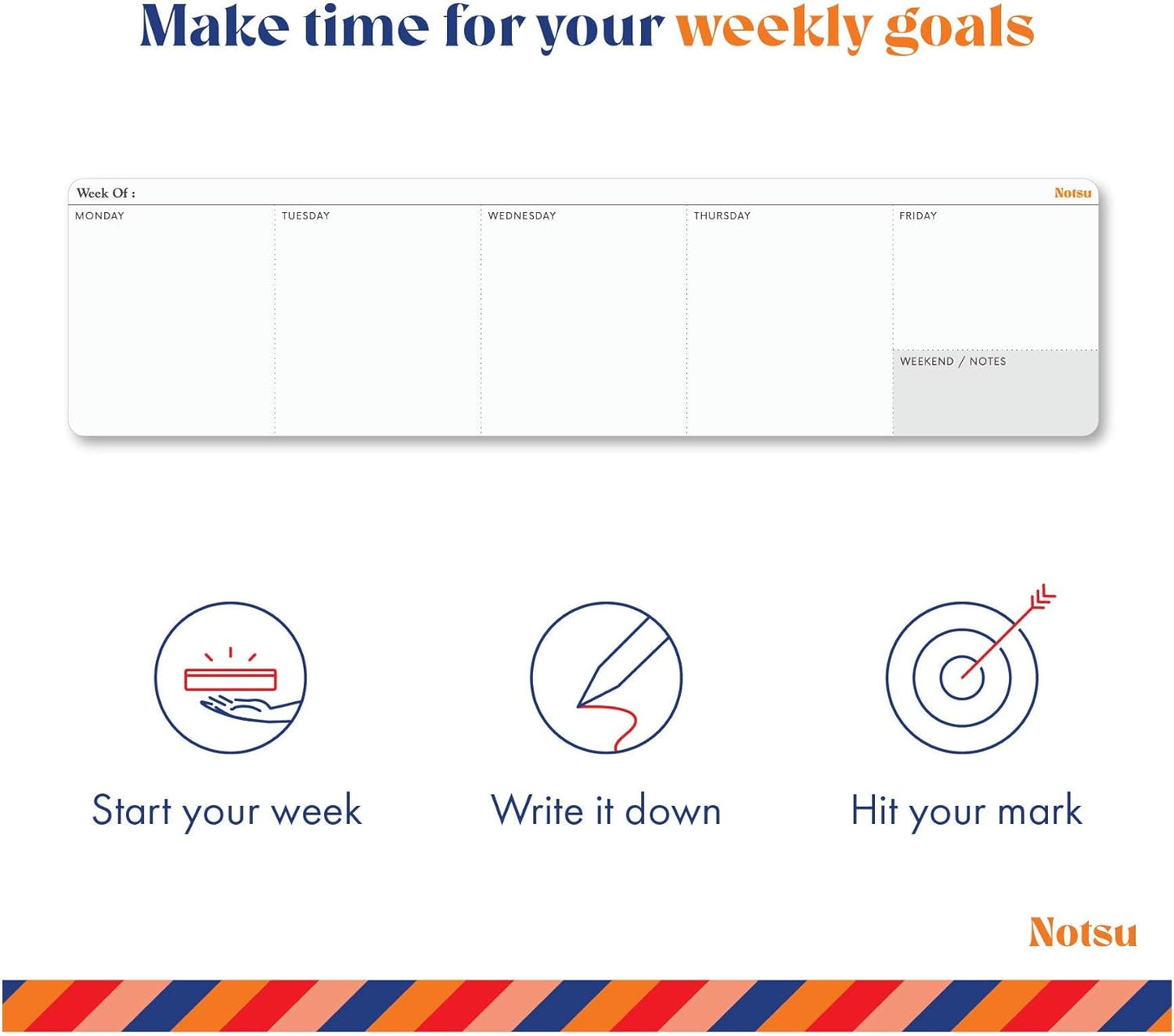 Weekly Planning Pad Lite - 50 Pages | Compact Desk Planner for Productivity