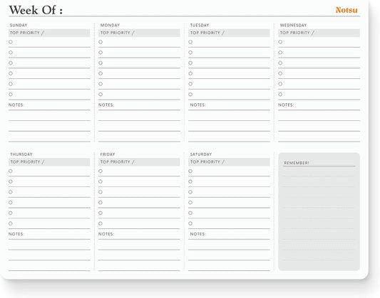 Weekly Planning Pad - 50 Pages | Desk Planner for Productivity & Goal Setting