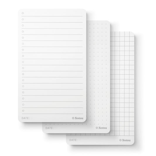 Notsu 3x5 Notepad Refills (3 Pack) | Dot Grid, Graph & Checklist | 120gsm Pocket Note Pads