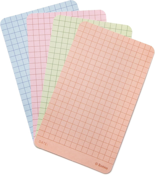 Notsu Graph Grid Note Cards 3x5 | 40-Count | 350gsm Pastel Color Index Cards with Rounded Corners