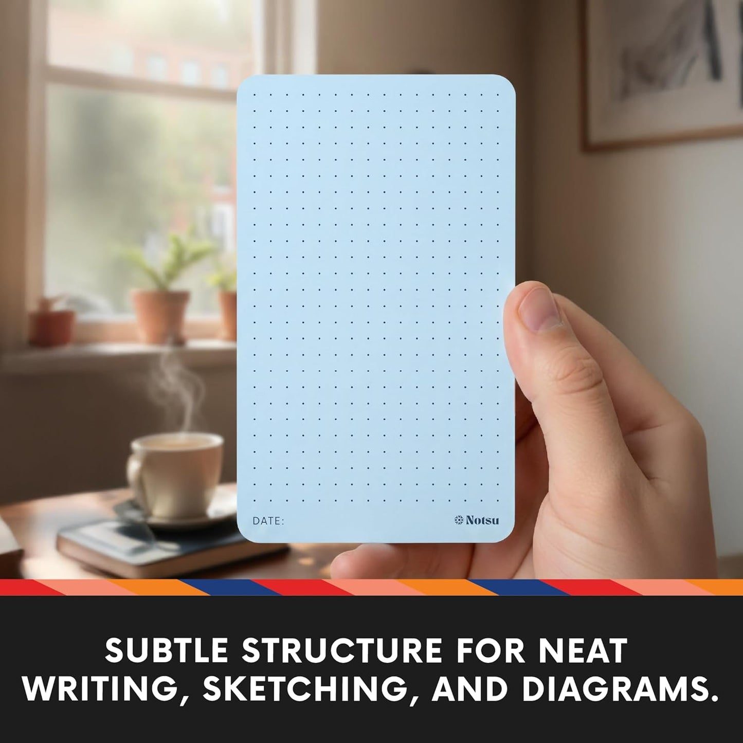 Notsu Dotted Note Cards 3x5 inch – Blue | 40 ct, 350gsm, Rounded Corners