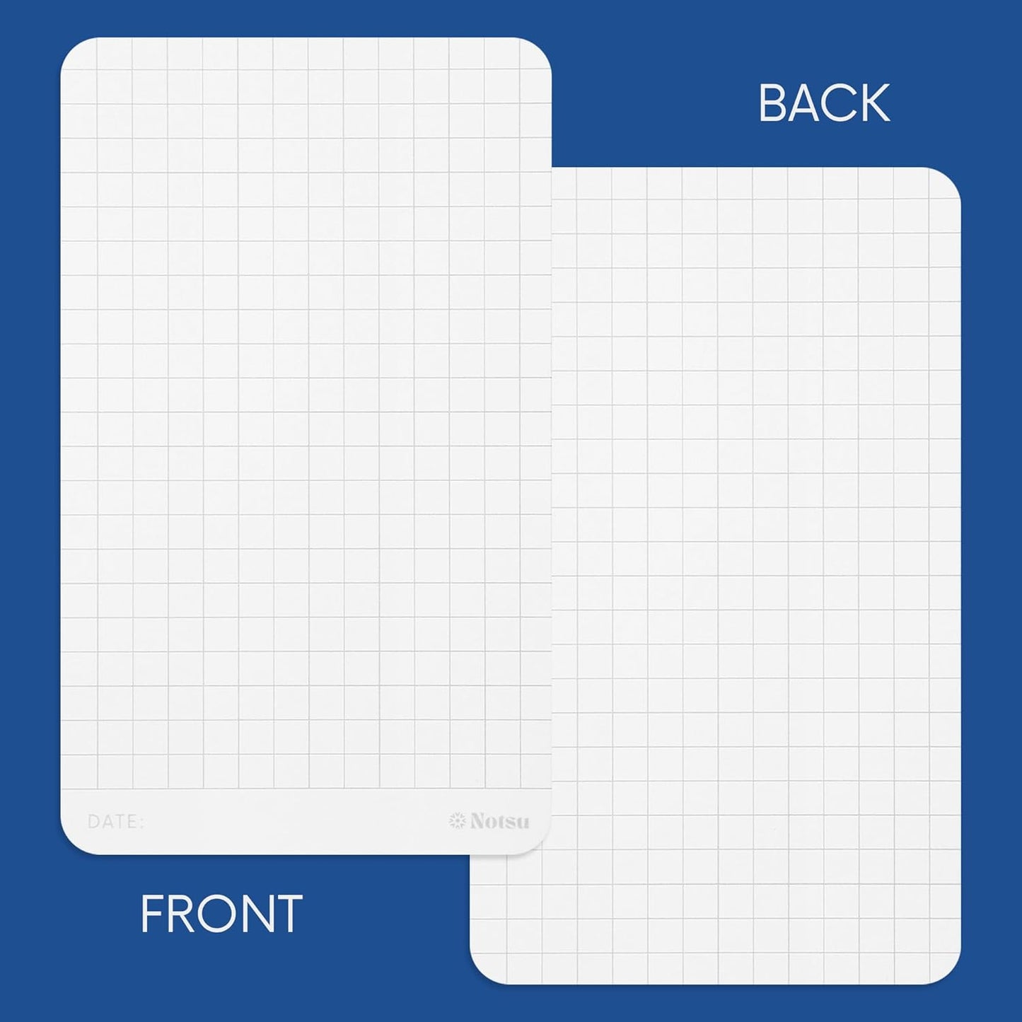 Notsu Graph Grid Index Cards 3x5 inch | 40-Count | 350gsm Heavy Duty Note Cards with Rounded Corners