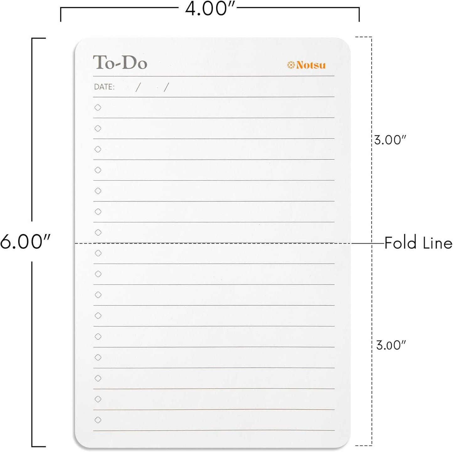Notsu To Do List Grid Index Cards 4x6 | 40 Task Planner Foldable Vertical Notecards with Rounded Corners