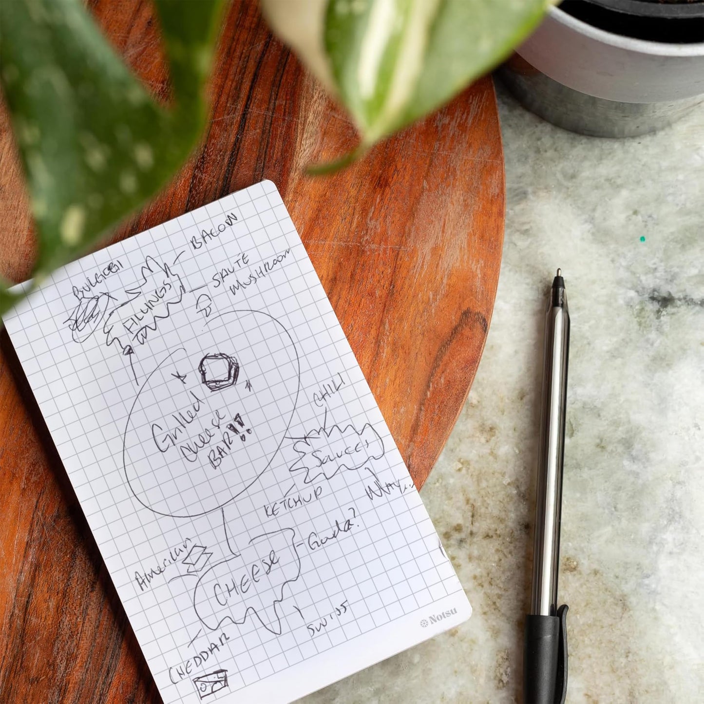 Notsu Graph Grid Small Desk Notepad 2 Pack | Minimalist Graphing Memo Note Pads | Premium Thick 120gsm Paper, 50 Double Sided Pad Sheets, 3.9" x 6.3"