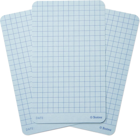 Notsu Graph Grid Colored Note Cards 3x5 inch, 40 ct | Graphing Vertical Color Index Cards with Rounded Corners, Premium Thick Paper 350 gsm (Frost)