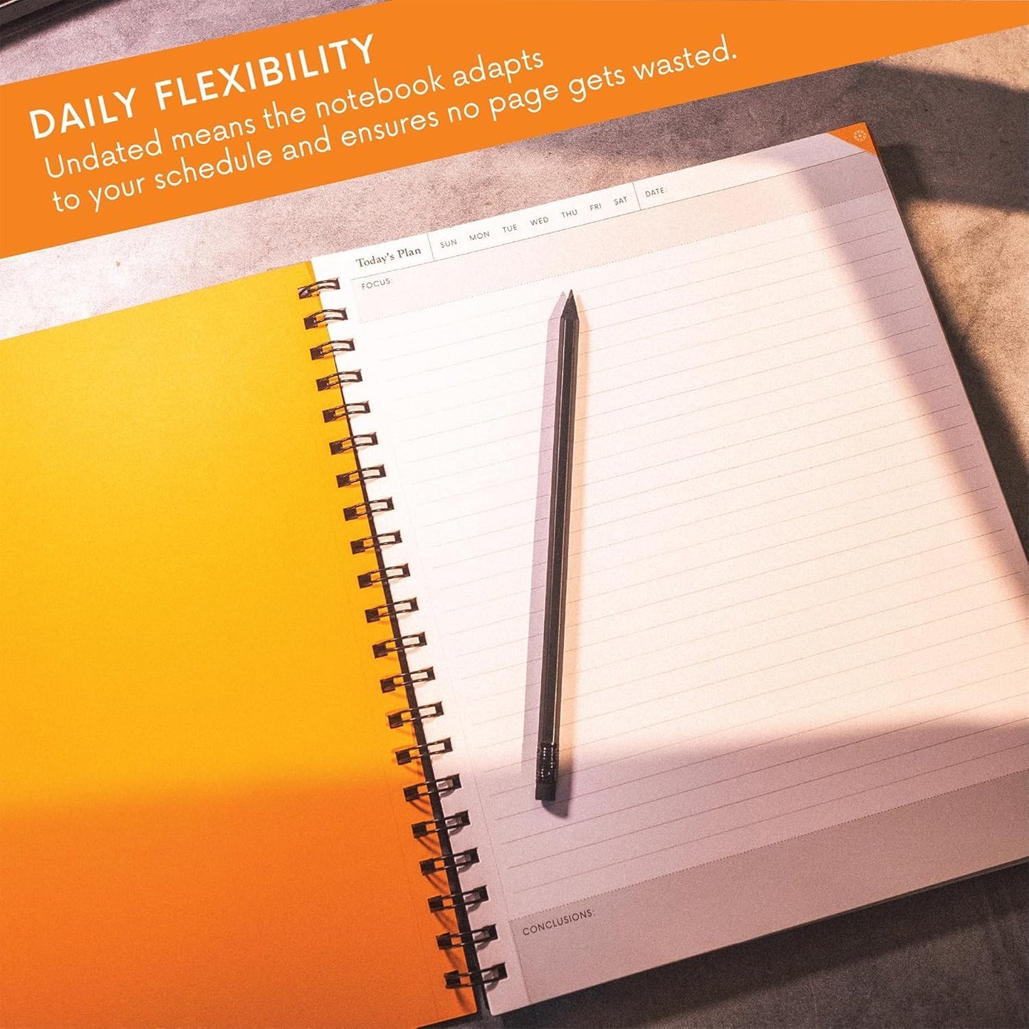 Notsu Undated Daily Planner Notebook | Minimalist Productivity Planner with To Do List, Agenda, Dot Grid, Lined, Notes sections | Premium Thick Paper 120 gsm, 100 Pages, A5 Size