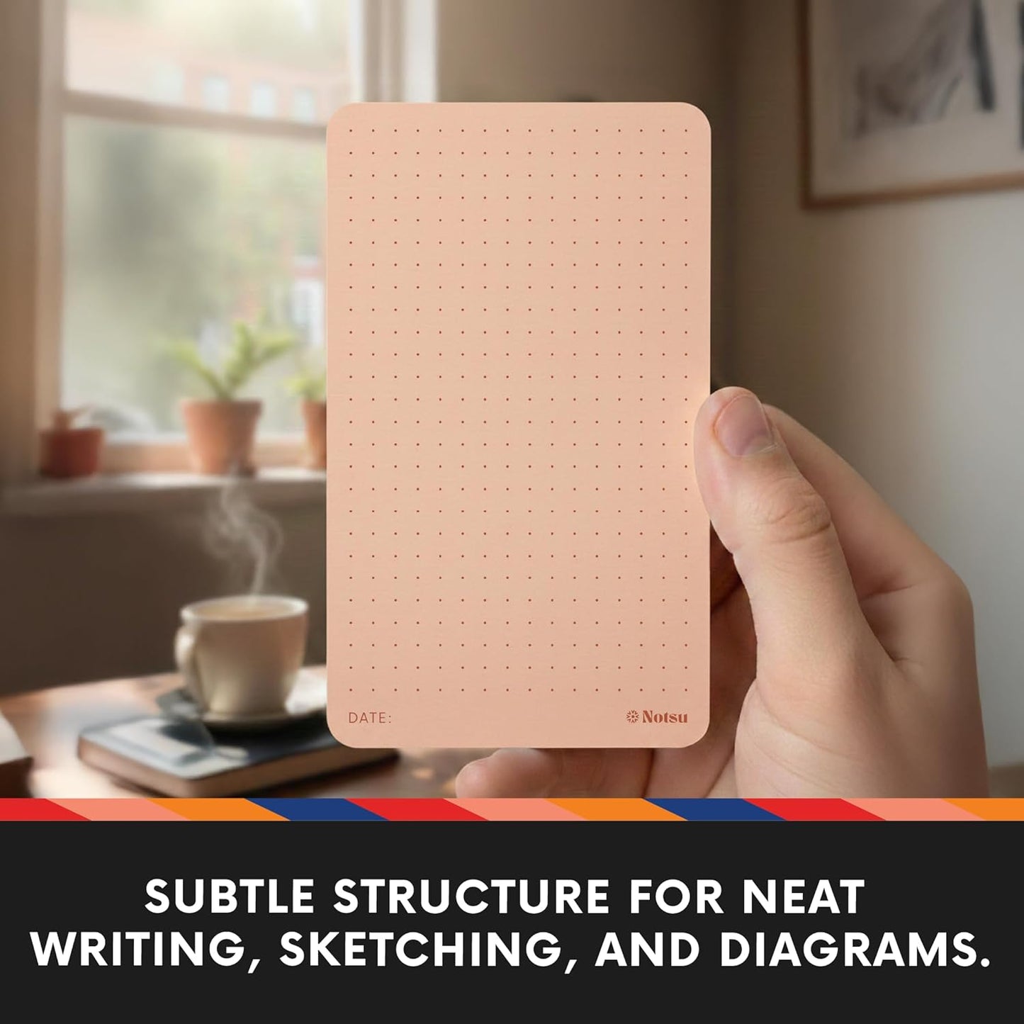 Notsu Dotted Note Cards 3x5 inch – Orange | 40 ct, 350gsm, Rounded Corners