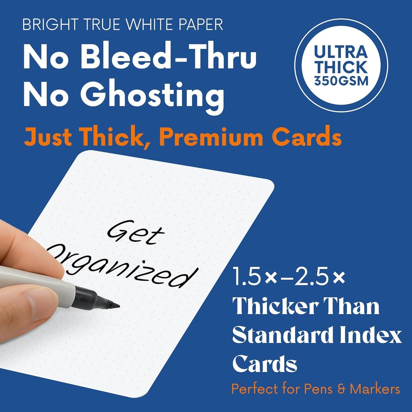 Notsu Dotted Index Cards 4×6" — Pack of 40 | 350 gsm Thick Paper, Bullet Dot Grid