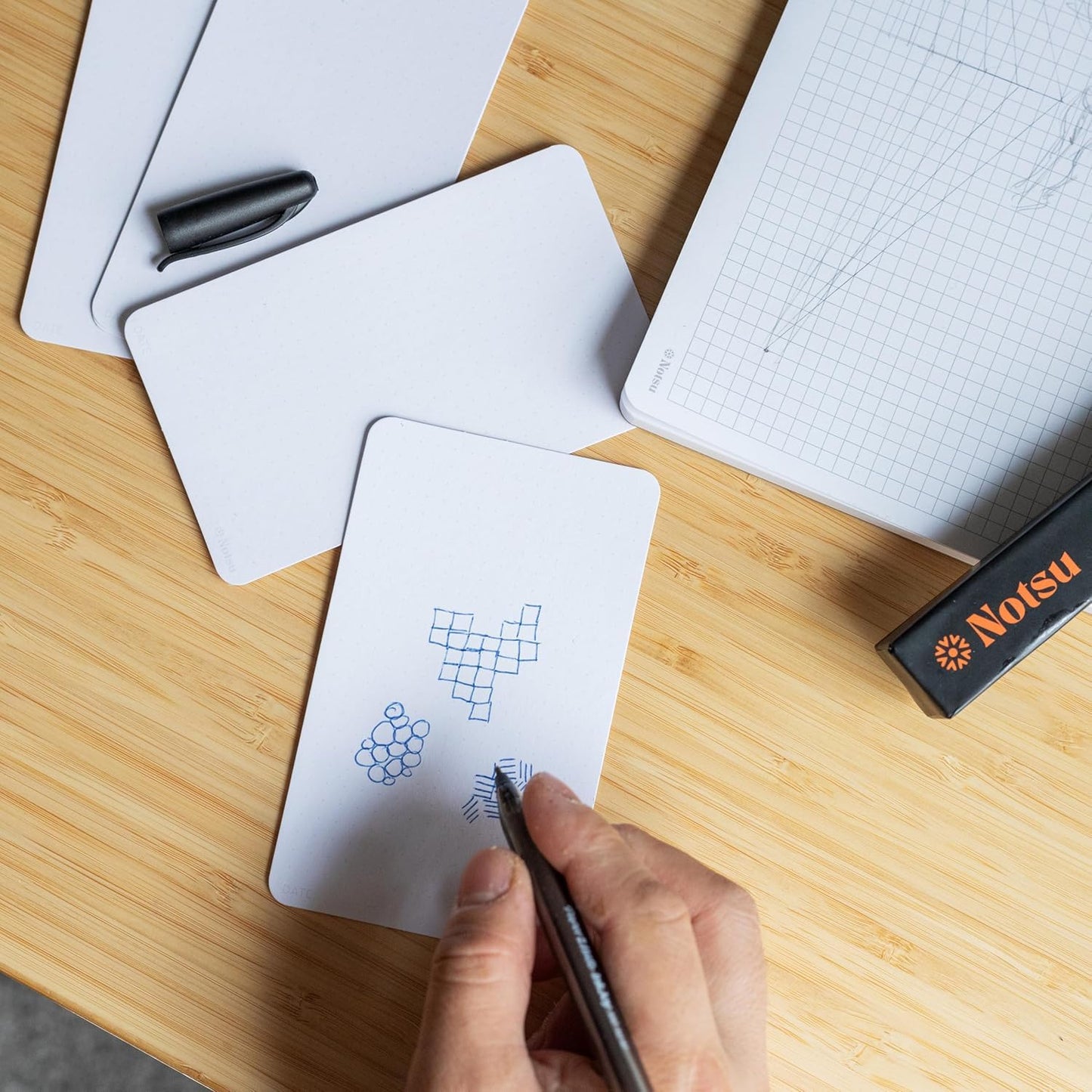 Notsu Dotted Index Cards 4×6" — Pack of 40 | 350 gsm Thick Paper, Bullet Dot Grid