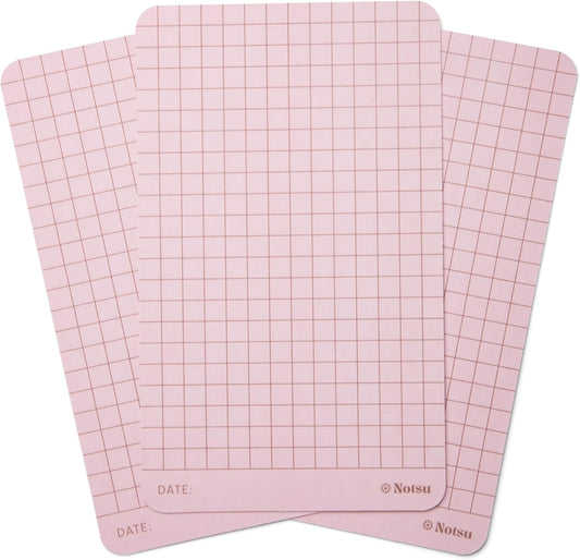 Notsu Graph Grid Colored Note Cards 3x5 inch, 40 ct | Graphing Vertical Color Index Cards with Rounded Corners, Premium Thick Paper 350 gsm (Rose)