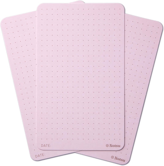 Notsu Dotted Colored Note Cards 3x5 inch, 40 ct | Red Bullet Dot Grid Vertical Color Index Cards with Rounded Corners, Premium Thick Paper 350 gsm