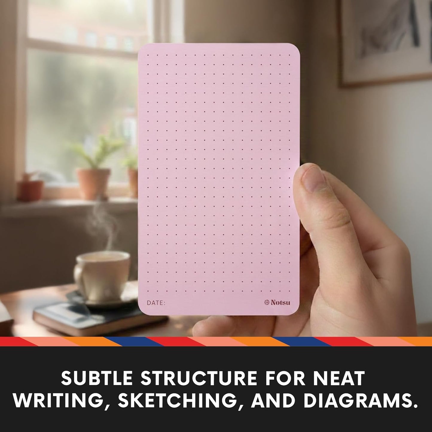 Notsu Dotted Note Cards 3x5 inch – Red | 40 ct, 350gsm, Rounded Corners